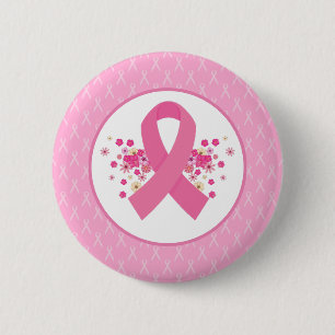 Badge Rond 5 Cm Pink Ribbon Sensibilisation au cancer du sein