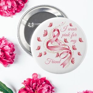 Badge Rond 5 Cm Pink Ribbon Sensibilisation au cancer du sein