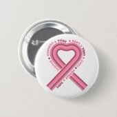 Badge Rond 5 Cm Pink Ribbon Sensibilisation au cancer du sein Rétr (Devant & derrière)