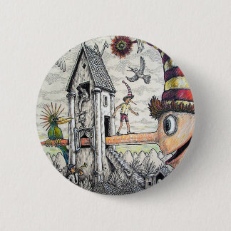 Badge Rond 5 Cm Pinocchio drôle