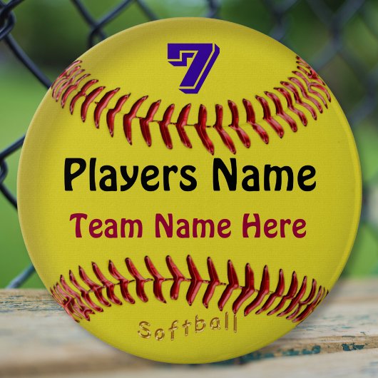 Badge Rond 5 Cm Pins de softball PERSONNALISÉS, NOMBRE, NOM et ÉQU
