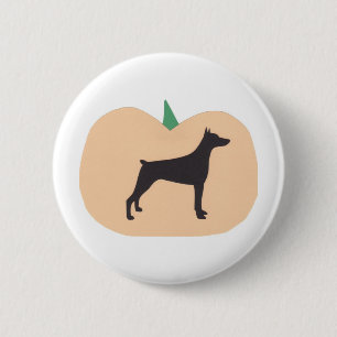 Badge Rond 5 Cm Pinscher heureux de dobermann de Halloween