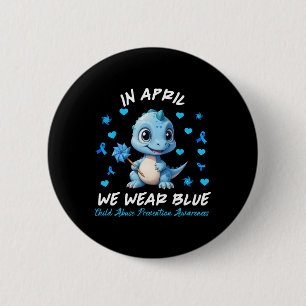 Badge Rond 5 Cm Pinwheel Dino En Avril Nous Portons Du Bleu Enfant