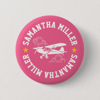 Badge Rond 5 Cm Piper Cub Airplane Not Your Co-Pilot Pink Custom