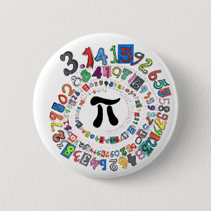 Badge Rond 5 Cm Pirale colorée de Pi calculée