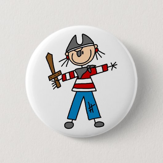 Badge Rond 5 Cm Pirate avec le bouton d'épée (Devant)