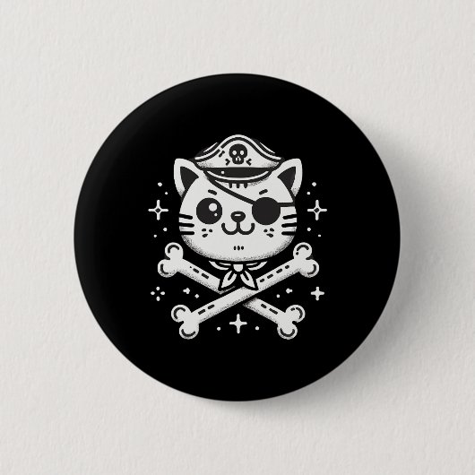 Badge Rond 5 Cm Pirate Cat Pirate Crew Anniversaire (Devant)