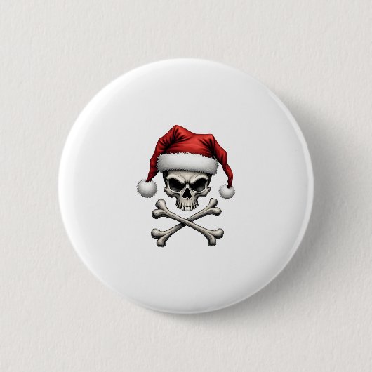 Badge Rond 5 Cm Pirate Christmas Skull & Crossbones Santa Hat. Got (Devant)