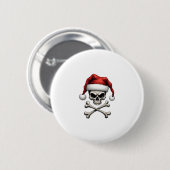 Badge Rond 5 Cm Pirate Christmas Skull & Crossbones Santa Hat. Got (Devant & derrière)