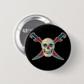 Badge Rond 5 Cm Pirate (Crâne) - Bouton rond Standard De 2¼ Pouce (Devant & derrière)