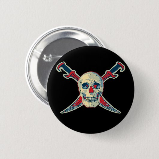 Badge Rond 5 Cm Pirate (Crâne) - Bouton rond Standard De 2¼ Pouce (Devant & derrière)