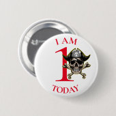 Badge Rond 5 Cm Pirate Crâne Croix Rouge Bones 1er anniversaire Bo (Devant & derrière)