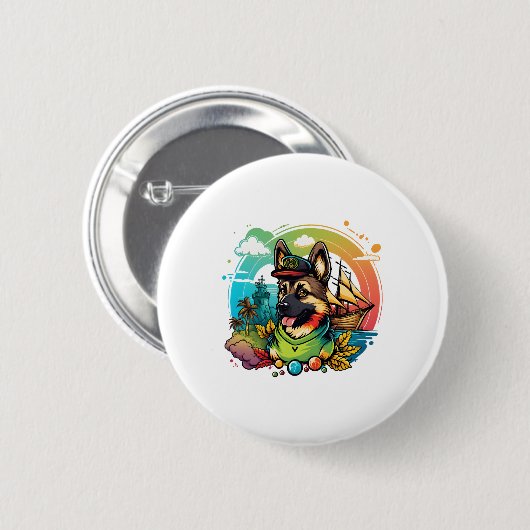 Badge Rond 5 Cm Pirate de chien berger allemand (Devant & derrière)