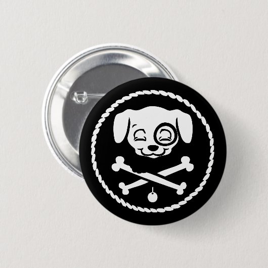Badge Rond 5 Cm Pirate de chiot (Devant & derrière)