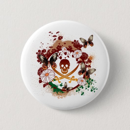 Badge Rond 5 Cm Pirate de fleur (Devant)