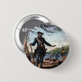 Badge Rond 5 Cm Pirate effrayant Blackbeard ! (Devant & derrière)