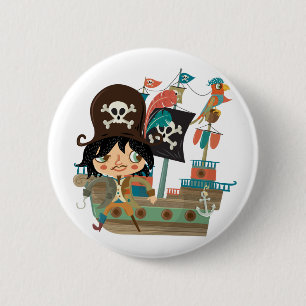 Badge Rond 5 Cm Pirate et bateau de pirate