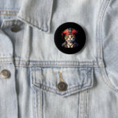 Badge Rond 5 Cm Pirate Et Chat Le Boucanier Feline (En situation)