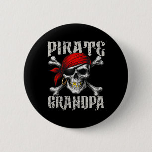 Badge Rond 5 Cm Pirate Grand-Père Jolly roger Drapeau Et Crossbon