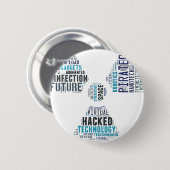 Badge Rond 5 Cm Pirate informatique toxique de Cyberpunk (Devant & derrière)