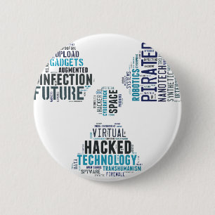 Badge Rond 5 Cm Pirate informatique toxique de Cyberpunk