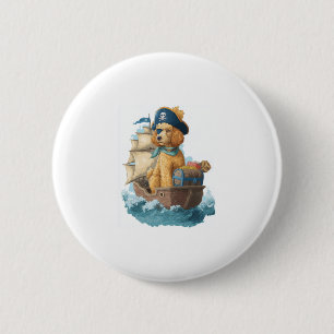 Badge Rond 5 Cm Pirate Poodle � Drôle chien de mer