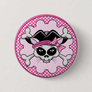 Badge Rond 5 Cm Pirate Princess Kitty Skull