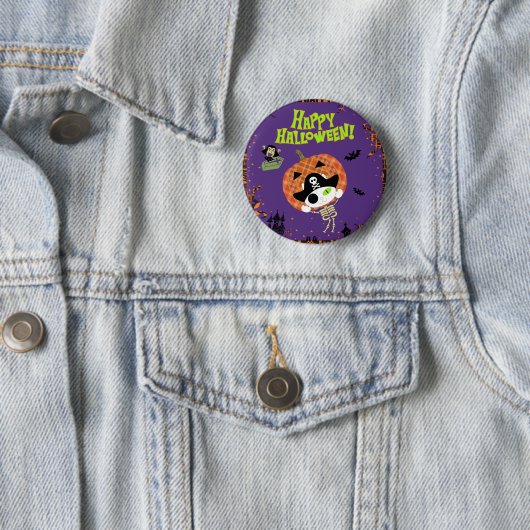 Badge Rond 5 Cm Pirate squelette (En situation)