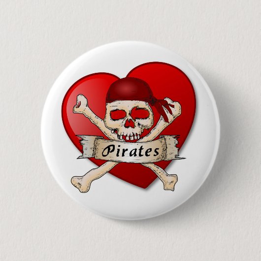 Badge Rond 5 Cm Pirates à l'insigne du coeur (Devant)