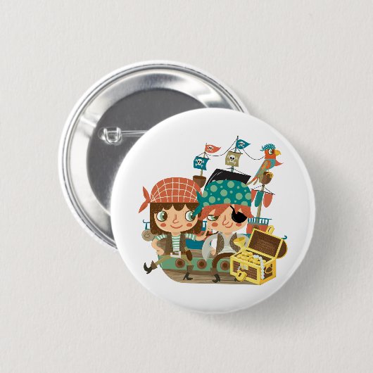 Badge Rond 5 Cm Pirates avec le trésor (Devant & derrière)