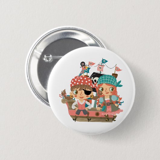 Badge Rond 5 Cm Pirates Girly (Devant & derrière)
