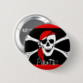 Badge Rond 5 Cm Pirates - noirs et crâne rouge de pirate (Devant & derrière)
