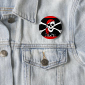 Badge Rond 5 Cm Pirates - noirs et crâne rouge de pirate (En situation)