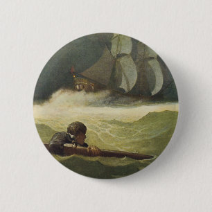Badge Rond 5 Cm Pirates Vintage, Naufrage du Covenant par NC Wyeth