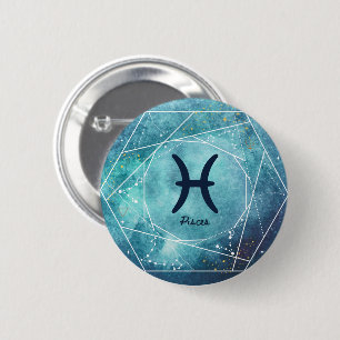 Badge Rond 5 Cm Pisces Zodiac Sign
