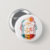 Badge Rond 5 Cm Piste cyclable Retro Highway One (Devant & derrière)