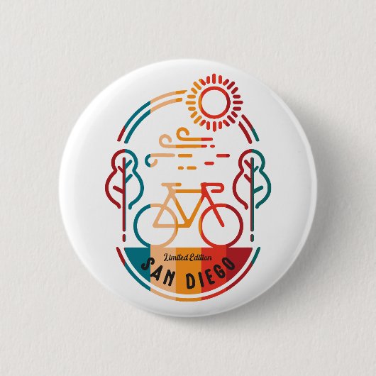 Badge Rond 5 Cm Piste cyclable Retro San Diego. (Devant)