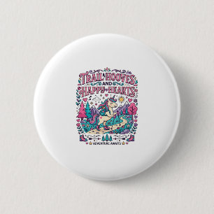 Badge Rond 5 Cm Piste de Licorne Sabots et Cœurs Joyeux Vêtements