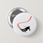 Badge Rond 5 Cm piste rouge de ski alpin (Devant & derrière)