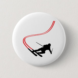 Badge Rond 5 Cm piste rouge de ski alpin