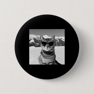Badge Rond 5 Cm Pistes de ski pour chats et planche à neige