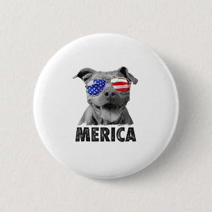 Badge Rond 5 Cm Pit Bull 4 juillet Merica Hommes Drapeau Américain