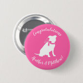 Badge Rond 5 Cm Pit Bull Chien Baby shower rose fille Pitbull (Devant & derrière)