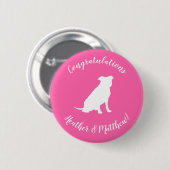 Badge Rond 5 Cm Pit Bull Chien Baby shower rose fille Pitbull (Devant & derrière)