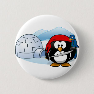 Badge Rond 5 Cm Pitate Penguin de l'Antarctique