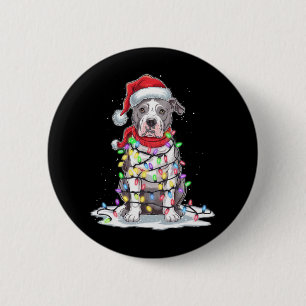 Badge Rond 5 Cm Pitbull Arbre de Noël Santa Chapeau illuminent Noë