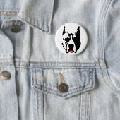 Badge Rond 5 Cm Pitbull avec le rouge à lèvres (En situation)