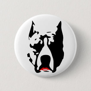 Badge Rond 5 Cm Pitbull avec le rouge à lèvres