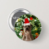 Badge Rond 5 Cm Pitbull Chien Arbre de Noël Ornements Snowman (Devant & derrière)