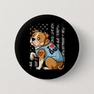 Badge Rond 5 Cm Pitbull Chien I Love Papa Tattoo Amusant Famille _